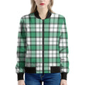 Shamrock St. Patrick's Day Tartan Print Women's Bomber Jacket