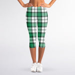 Shamrock St. Patrick's Day Tartan Print Women's Capri Leggings