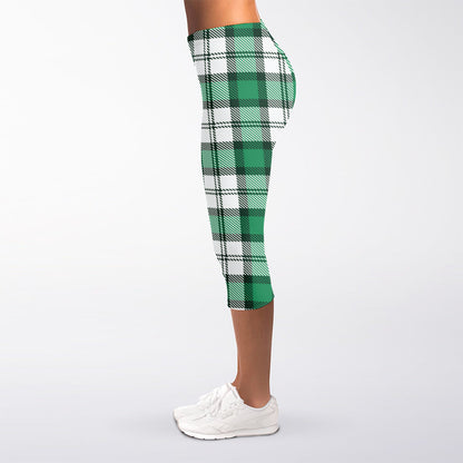 Shamrock St. Patrick's Day Tartan Print Women's Capri Leggings