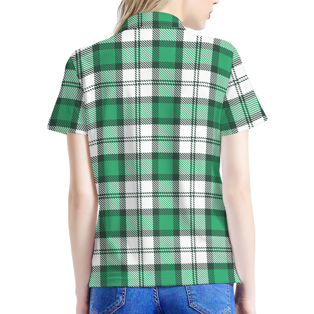 Shamrock St. Patrick's Day Tartan Print Women's Polo Shirt
