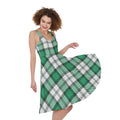 Shamrock St. Patrick's Day Tartan Print Sleeveless Knee Length Dress