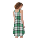 Shamrock St. Patrick's Day Tartan Print Women's Sleeveless Dress