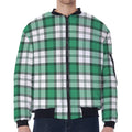 Shamrock St. Patrick's Day Tartan Print Zip Sleeve Bomber Jacket