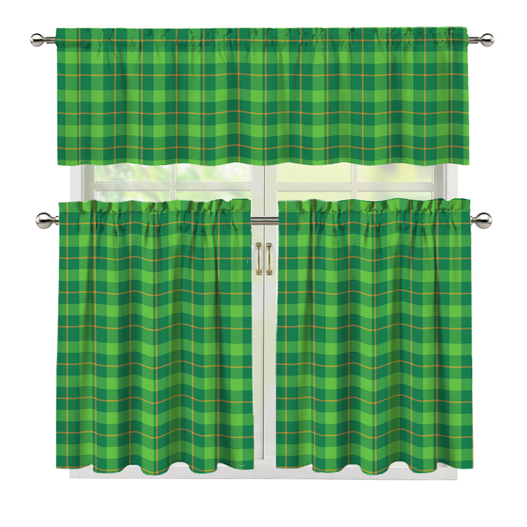 Shamrock Tartan St. Patrick's Day Print 3 Piece Kitchen Curtains