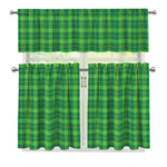 Shamrock Tartan St. Patrick's Day Print 3 Piece Kitchen Curtains