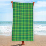Shamrock Tartan St. Patrick's Day Print Beach Towel