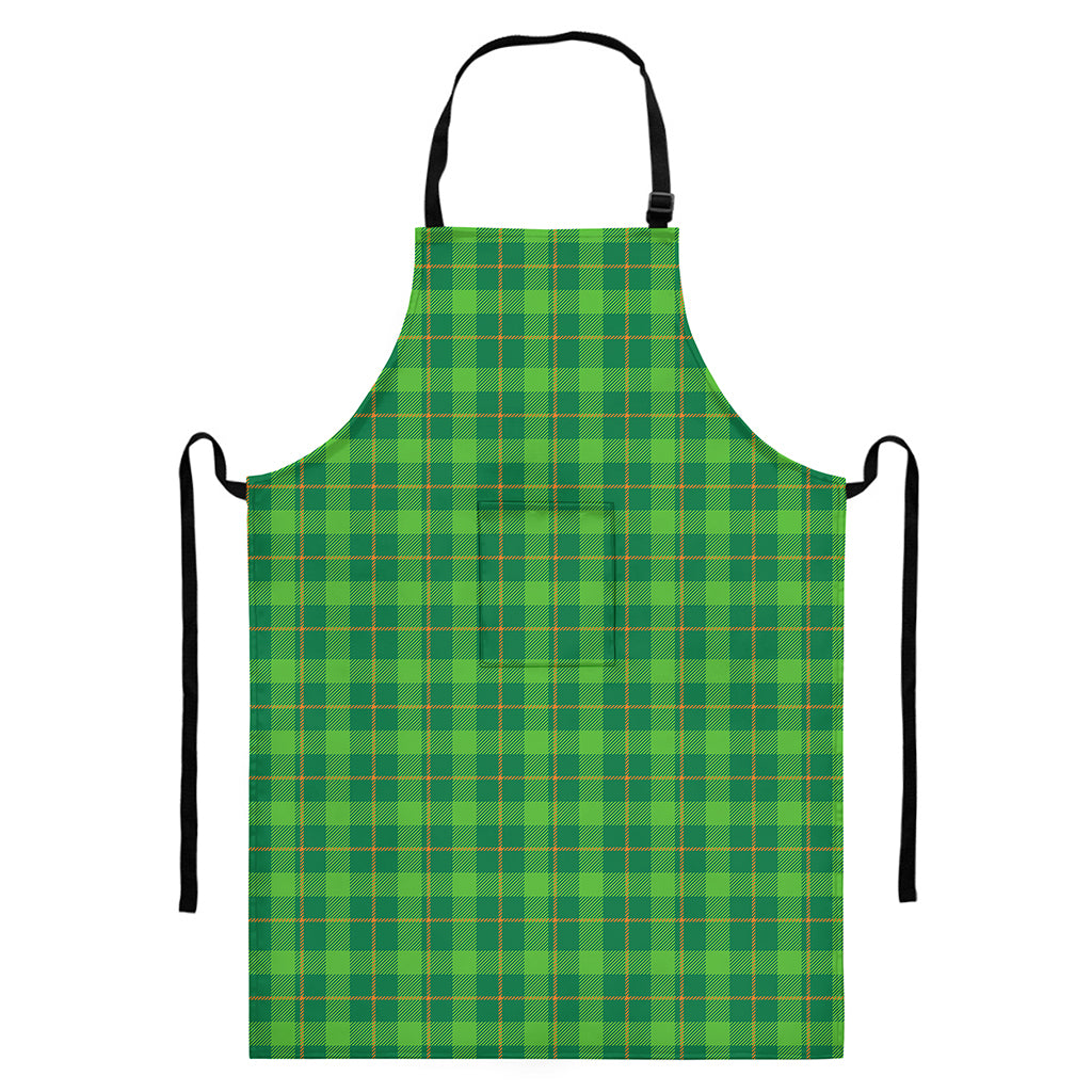 Shamrock Tartan St. Patrick's Day Print Bib Apron With Pocket