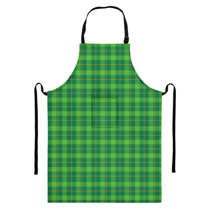Shamrock Tartan St. Patrick's Day Print Bib Apron With Pocket