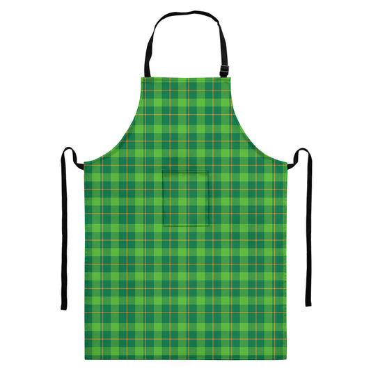 Shamrock Tartan St. Patrick's Day Print Bib Apron With Pocket