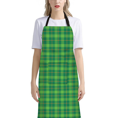 Shamrock Tartan St. Patrick's Day Print Bib Apron With Pocket