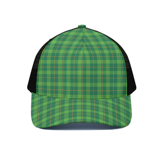 Shamrock Tartan St. Patrick's Day Print Black Mesh Trucker Cap