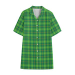Shamrock Tartan St. Patrick's Day Print Cotton Hawaiian Shirt