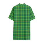 Shamrock Tartan St. Patrick's Day Print Cotton Hawaiian Shirt