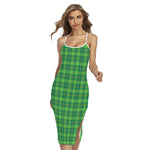 Shamrock Tartan St. Patrick's Day Print Cross Back Cami Dress