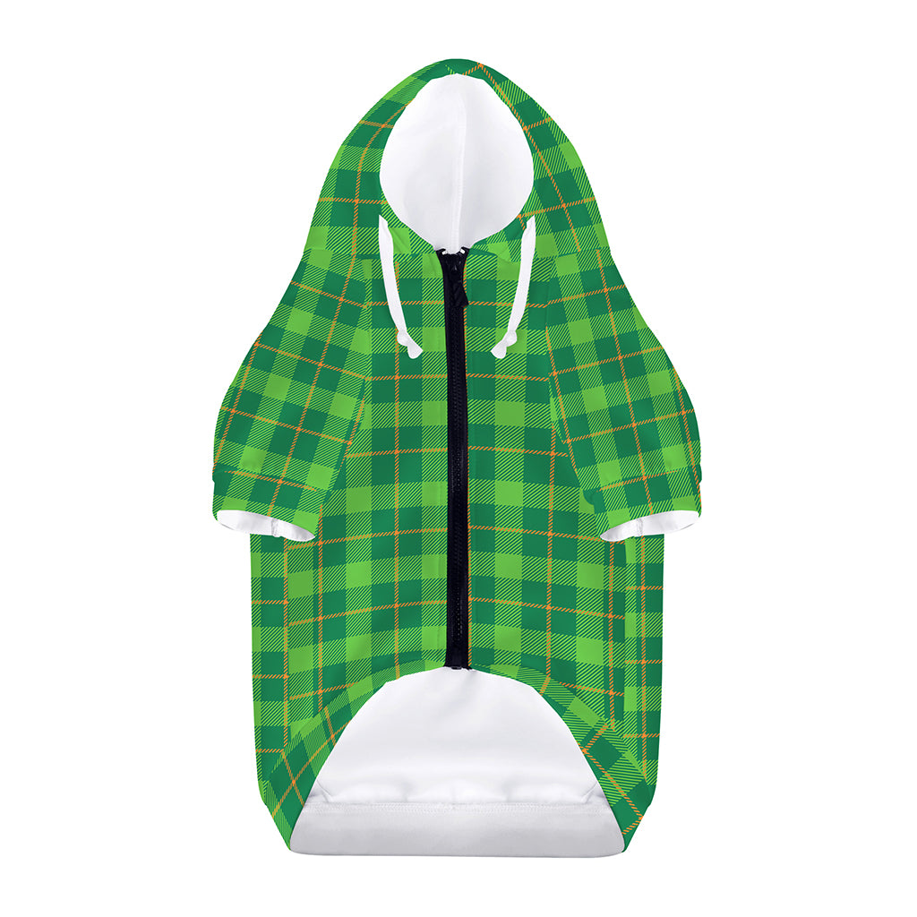 Shamrock Tartan St. Patrick's Day Print Dog Zip Up Hoodie