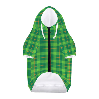 Shamrock Tartan St. Patrick's Day Print Dog Zip Up Hoodie