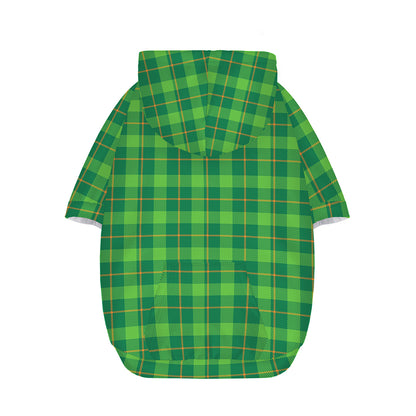 Shamrock Tartan St. Patrick's Day Print Dog Zip Up Hoodie