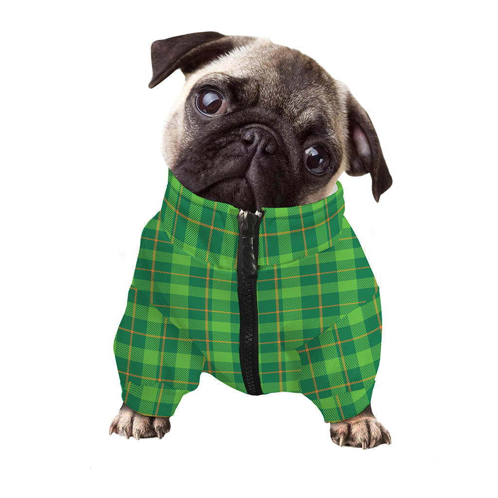 Shamrock Tartan St. Patrick's Day Print Dog Zip Up Jacket