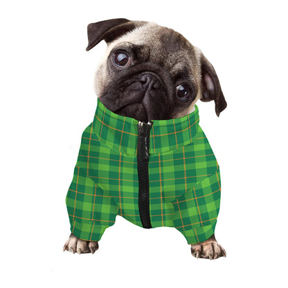 Shamrock Tartan St. Patrick's Day Print Dog Zip Up Jacket
