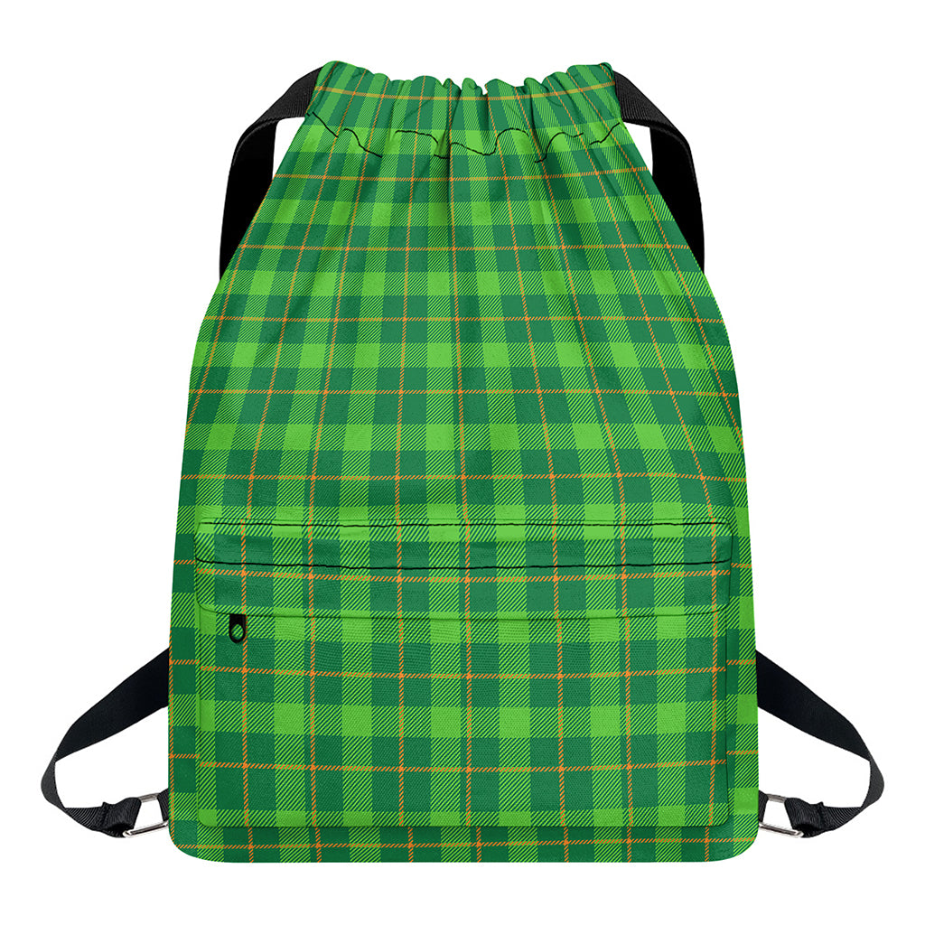 Shamrock Tartan St. Patrick's Day Print Drawstring Backpack