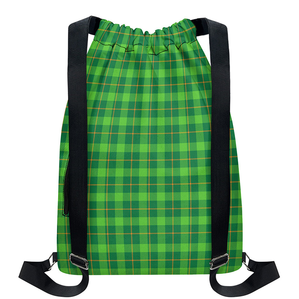 Shamrock Tartan St. Patrick's Day Print Drawstring Backpack