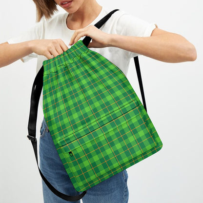 Shamrock Tartan St. Patrick's Day Print Drawstring Backpack