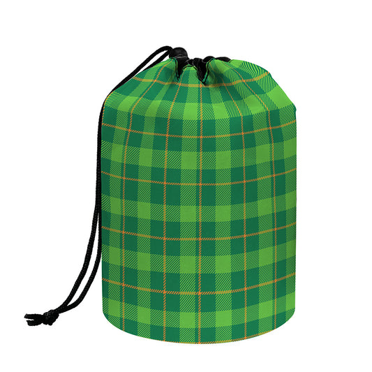 Shamrock Tartan St. Patrick's Day Print Drawstring Makeup Bag