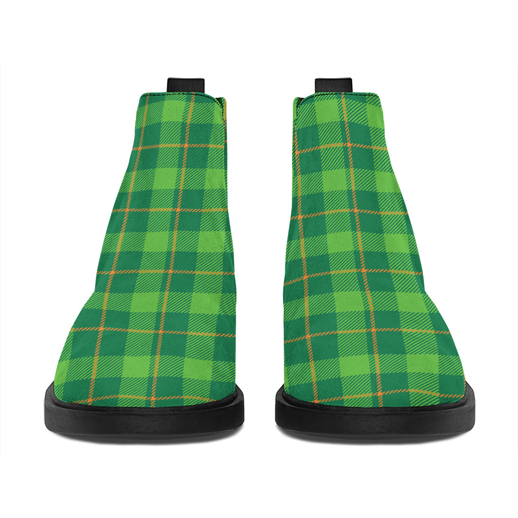 Shamrock Tartan St. Patrick's Day Print Flat Ankle Boots