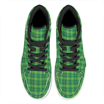 Shamrock Tartan St. Patrick's Day Print High Top Leather Sneakers