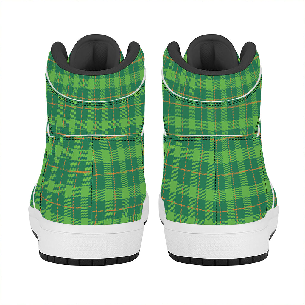 Shamrock Tartan St. Patrick's Day Print High Top Leather Sneakers