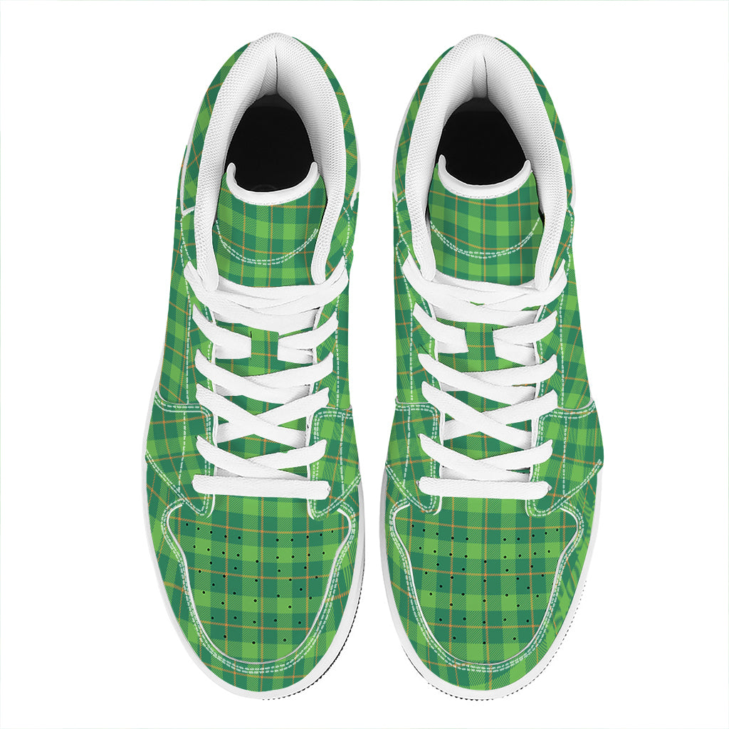Shamrock Tartan St. Patrick's Day Print High Top Leather Sneakers