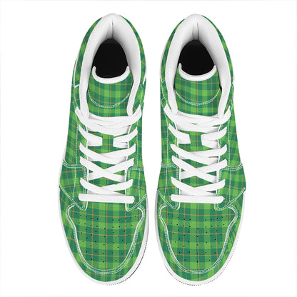Shamrock Tartan St. Patrick's Day Print High Top Leather Sneakers