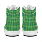 Shamrock Tartan St. Patrick's Day Print High Top Leather Sneakers