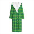 Shamrock Tartan St. Patrick's Day Print Hooded Bathrobe