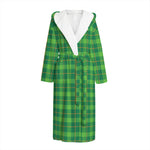 Shamrock Tartan St. Patrick's Day Print Hooded Bathrobe