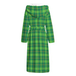 Shamrock Tartan St. Patrick's Day Print Hooded Bathrobe