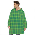 Shamrock Tartan St. Patrick's Day Print Hoodie Blanket