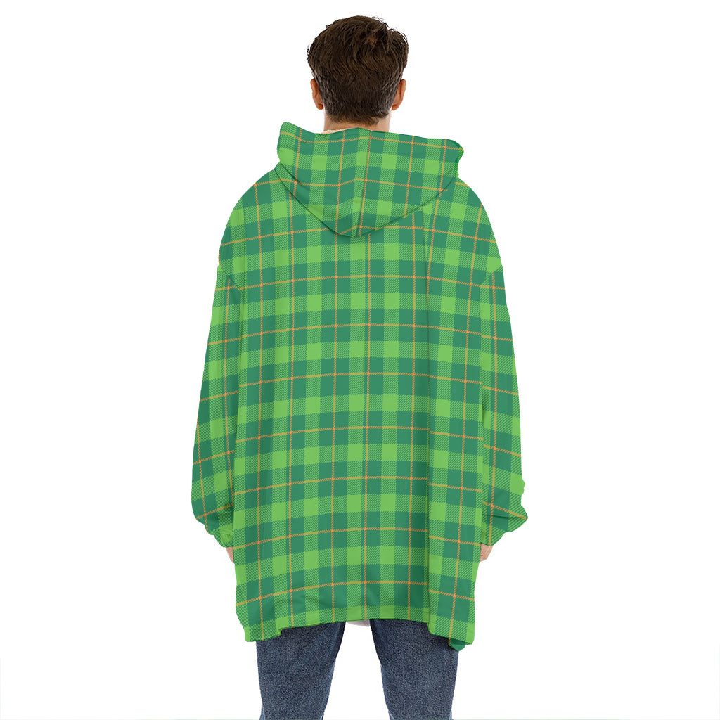 Shamrock Tartan St. Patrick's Day Print Hoodie Blanket