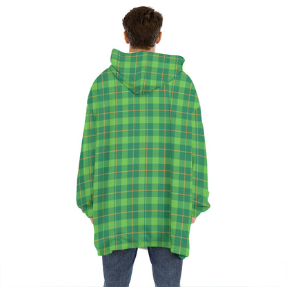 Shamrock Tartan St. Patrick's Day Print Hoodie Blanket