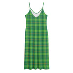 Shamrock Tartan St. Patrick's Day Print Jersey Midi Cami Dress