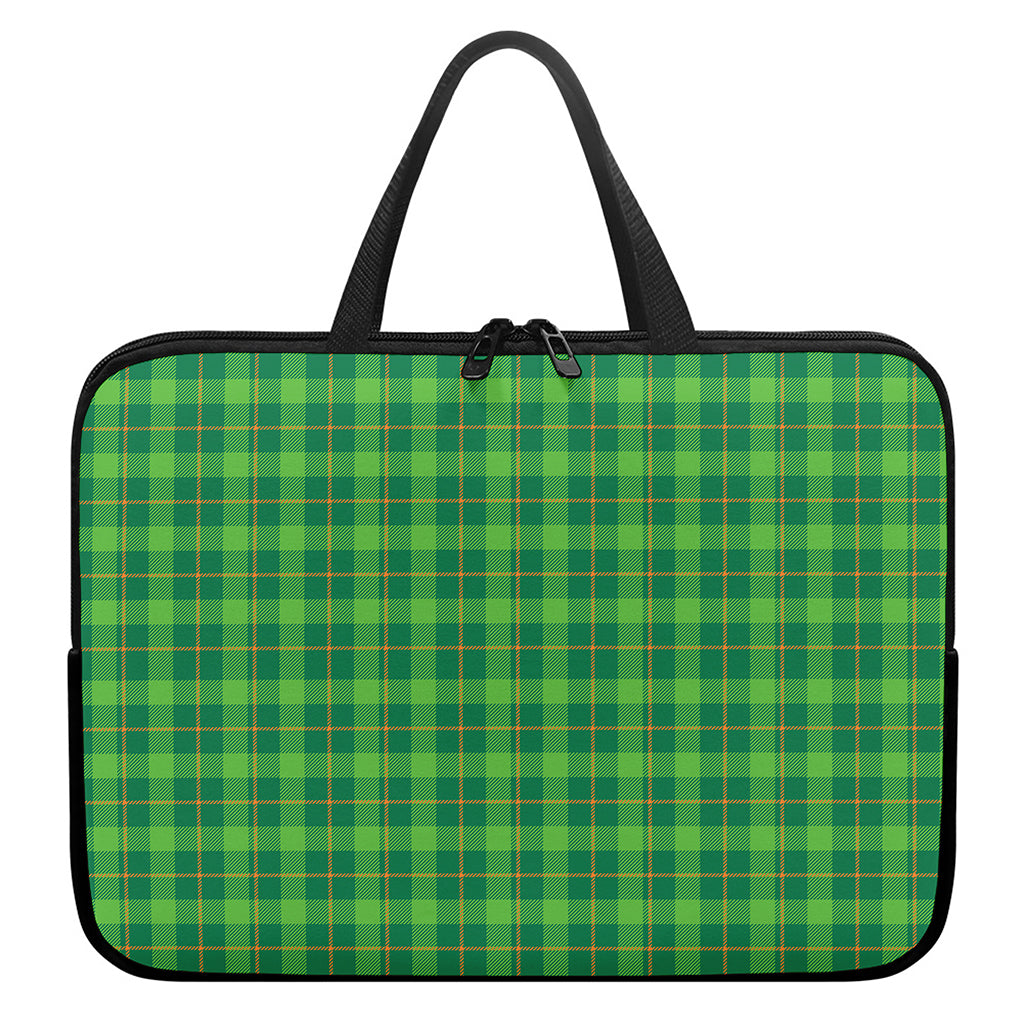 Shamrock Tartan St. Patrick's Day Print Laptop Sleeve With Handle