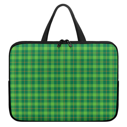 Shamrock Tartan St. Patrick's Day Print Laptop Sleeve With Handle