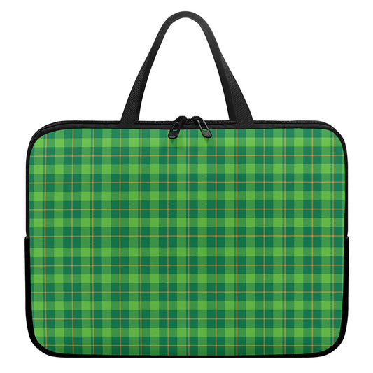 Shamrock Tartan St. Patrick's Day Print Laptop Sleeve With Handle