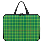 Shamrock Tartan St. Patrick's Day Print Laptop Sleeve With Handle