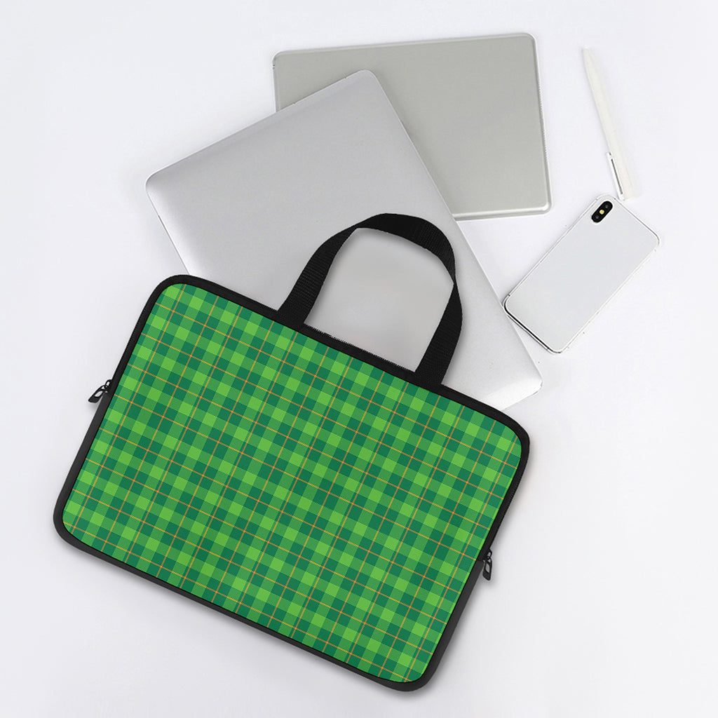 Shamrock Tartan St. Patrick's Day Print Laptop Sleeve With Handle