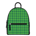 Shamrock Tartan St. Patrick's Day Print Leather Backpack