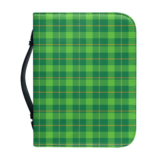 Shamrock Tartan St. Patrick's Day Print Leather Bible Cover
