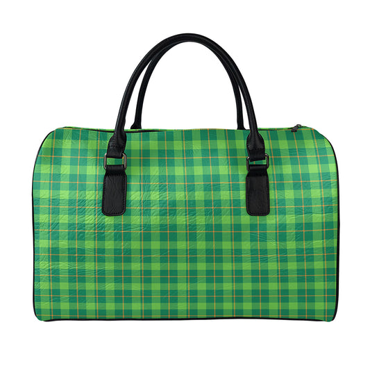Shamrock Tartan St. Patrick's Day Print Leather Duffle Bag