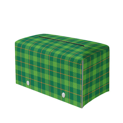 Shamrock Tartan St. Patrick's Day Print Leather Tissue Box Cover