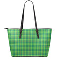 Shamrock Tartan St. Patrick's Day Print Leather Tote Bag With Zipper